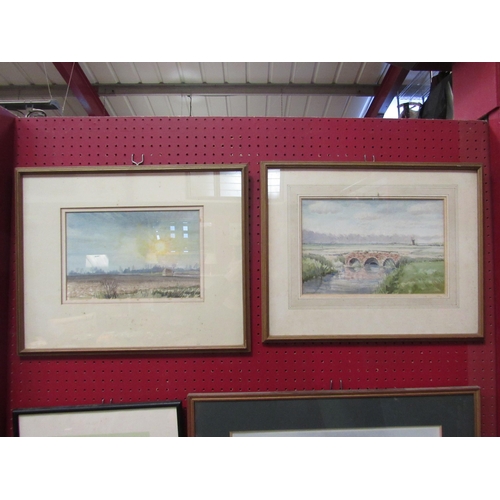 4112 - MAURICE READ: Two watercolours of rural landscapes, both signed lower left, framed and glazed, 18cm ... 