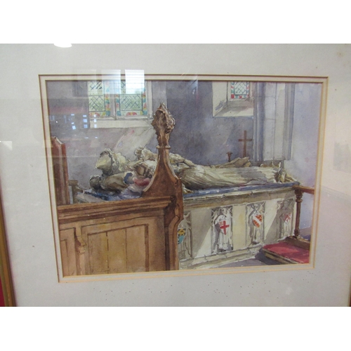 4119 - H.C.CARL: Two watercolours, one of a tomb, signed and dated '85 lower left, 27cm x 37cm image size, ... 