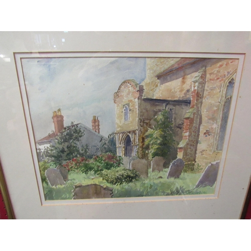 4119 - H.C.CARL: Two watercolours, one of a tomb, signed and dated '85 lower left, 27cm x 37cm image size, ... 