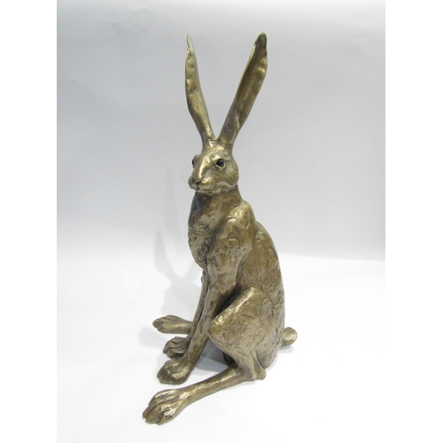 4125 - A large gilt resin hare, 46cm tall