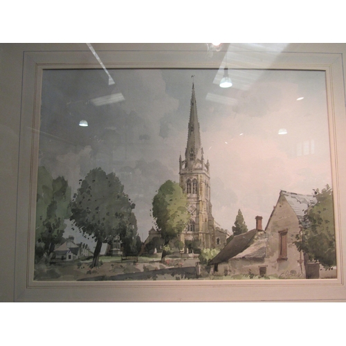 4127 - STANLEY ORCHART (1920-2005): A watercolour of church and environs, signed and dated '73 lower right,... 