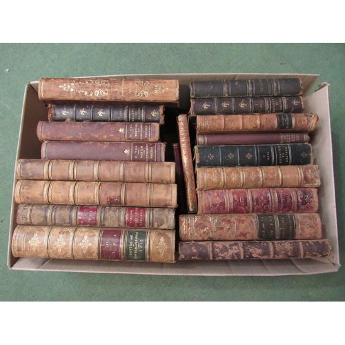 4166 - A box of miscellaneous leather bound volumes to include Ambresianae Wilson Vol II & III