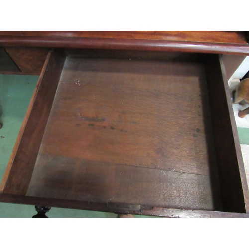 4172 - An early Victorian mahogany roll top desk, the three raised drawers over a tambour front (locking ke... 