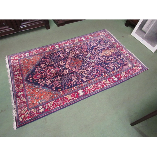 4565 - A Malayer rug, navy ground with allover foliate design, 210cm x 130cm