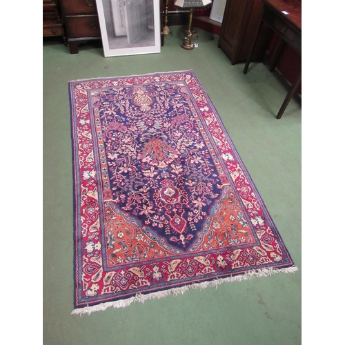 4565 - A Malayer rug, navy ground with allover foliate design, 210cm x 130cm