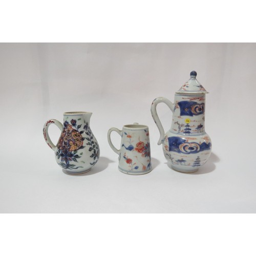 4305 - Two late 18th Century Chinese porcelain teapots with red, blue and gilt decoration and a jug (only t... 