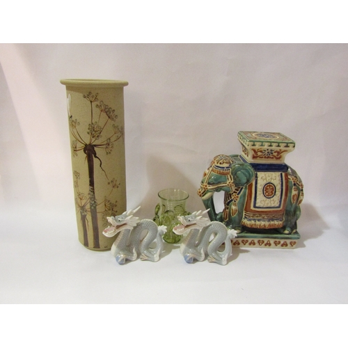 4312 - A pair of oriental dragons, tall studio pottery vase 32cm tall, etc (5)