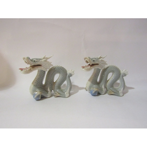 4312 - A pair of oriental dragons, tall studio pottery vase 32cm tall, etc (5)