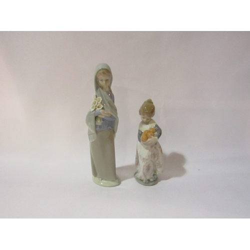 4317 - A Lladro Valencia girl with basket of oranges, model no. 4841, together with a Lladro girl with call... 