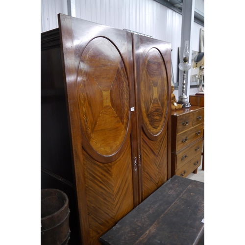 2137 - A pair of Edwardian mahogany cupboard doors 183 x 56cm   (E) £8-12