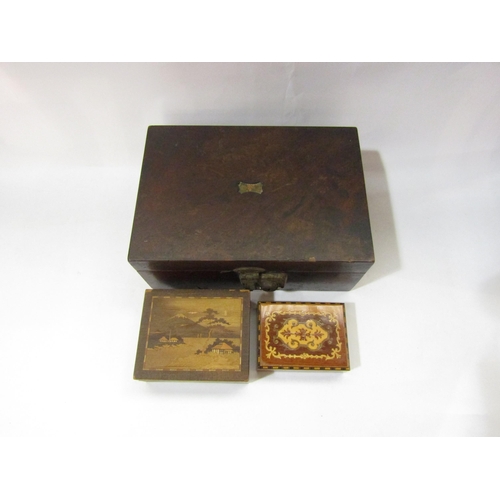 4353 - Four various boxes to include marquetry example, a box with secret drawer etc