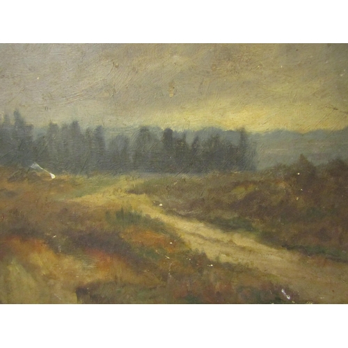 4355 - An oil on board depicting rural landscape, gilt frame, 24cm x 34cm