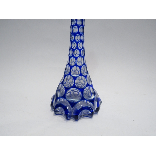 4523 - A Bohemian flashed glass blue decanter, 28.5cm tall