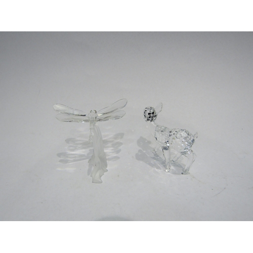 4532 - A Swarovski crystal deer a/f, dragonfly, flower and rose (4)