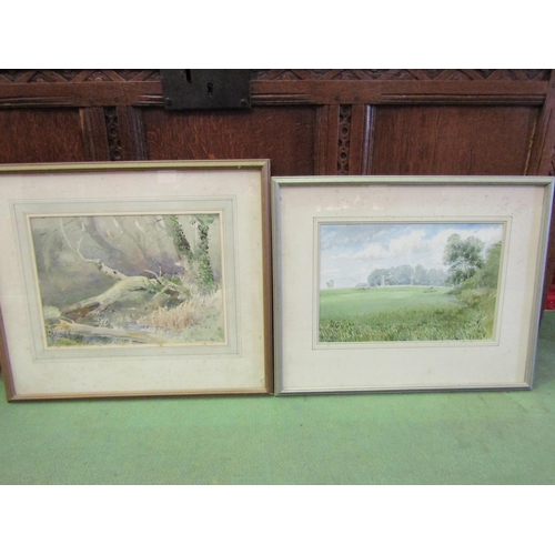 4541 - MAURICE REED: Two watercolours trees, fields and further two stream sand church (4)    (E) £20-30