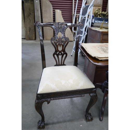 2190 - A pair of Edwardian mahogany dining chairs, one missing spandrel