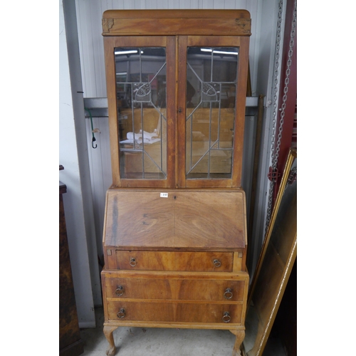 2107 - A 1930's walnut bureau bookcase