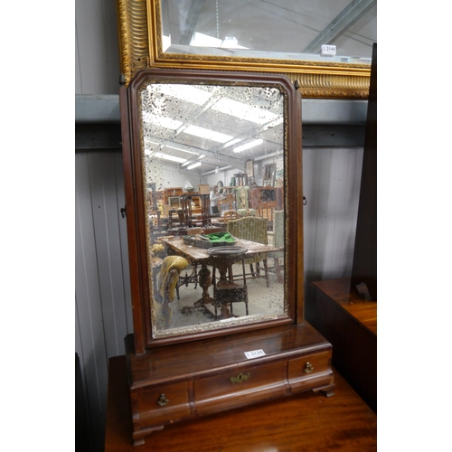 2139 - A 19th Century mahogany dressing mirror three drawer platform base bracket feet   (R) £20