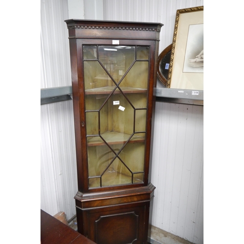 2157 - A mahogany and glazed corner cabinet