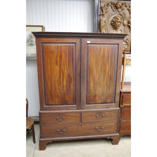 2160 - A 19th Century mahogany linen press, trays removed and replaced with a clothes rail a/f