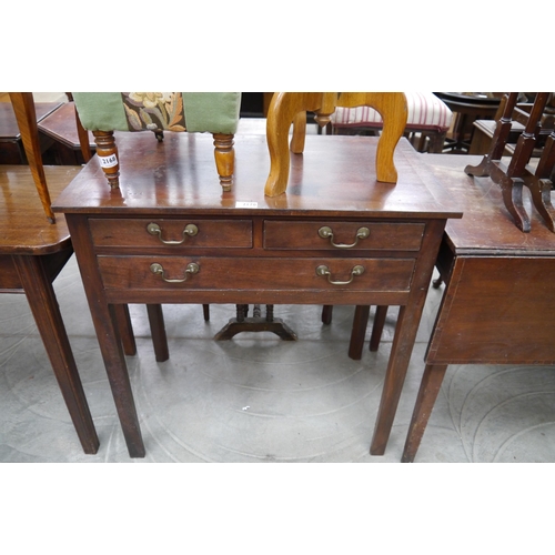 2170 - A Georgian mahogany low boy table two single over one long drawer