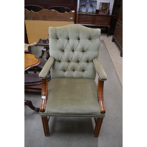 2176 - A pair of green button Gainsborough armchairs