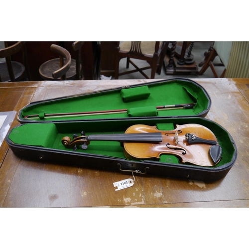 2183 - A timber cased violin, Czech made       (E) £10-20