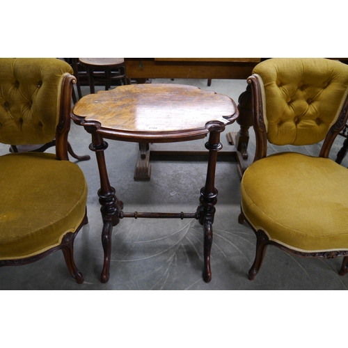 2188 - A Victorian burr and figured walnut occasional table with shape top