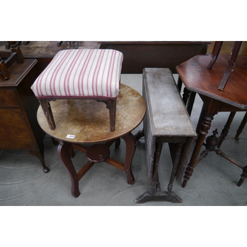 2227 - Two mahogany occasional tables and a stool