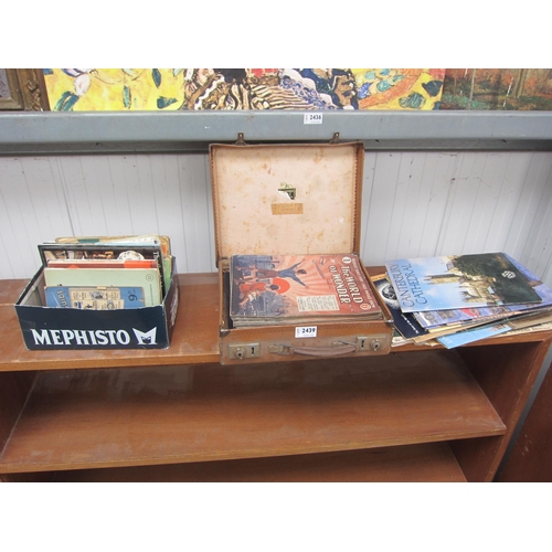 2439 - A box of maps and ephemera and a case of 1930's 'The World of Wonder'