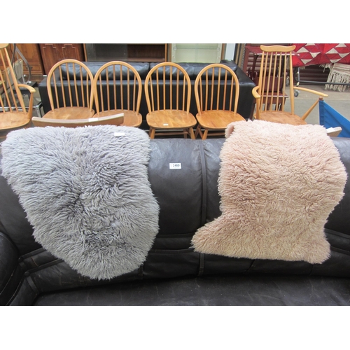 2481 - Two sheep skin rugs beige and grey (2)    (E) £8-12