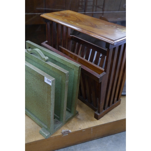 2259 - A 1940's magazine rack painted green and an Indian example    (R) £15