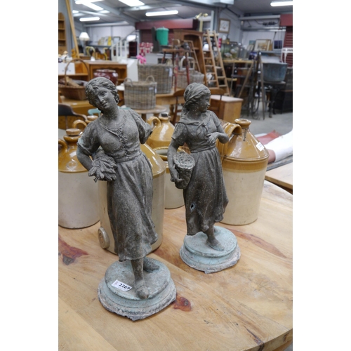 2269 - A pair of wonky spelter figures