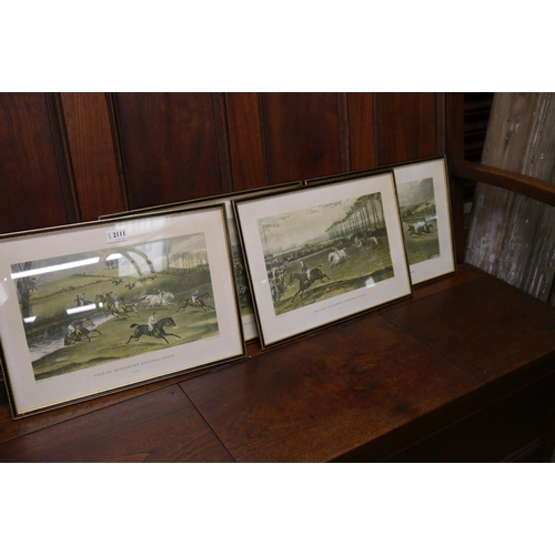 2111 - A set of four steeple chase horse racing prints