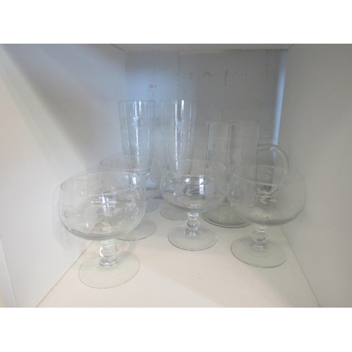 1436 - A quantity of cut glass, Webb bowl, jugs etc.   (D)