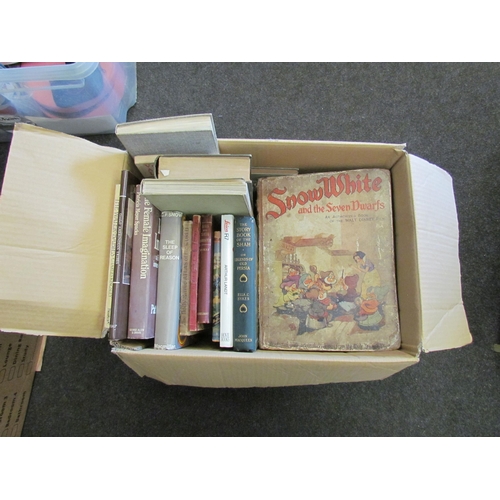 1512 - A box of mixed books including children's stories, Walt Disney, botany, Snow White, Leica R7, iron a... 