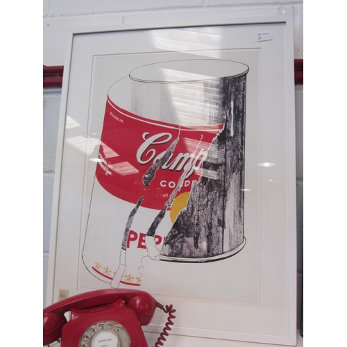 1378 - A print depicting Campbell's Soup, framed and glazed, 60cm x 42cm          (E) £30-50