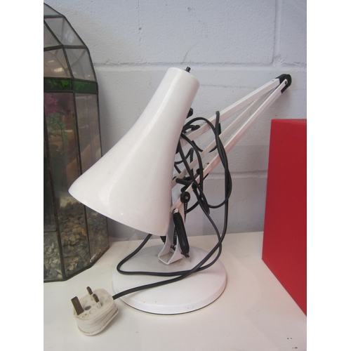 1380 - An Anglepoise white table lamp and a red telephone (2)