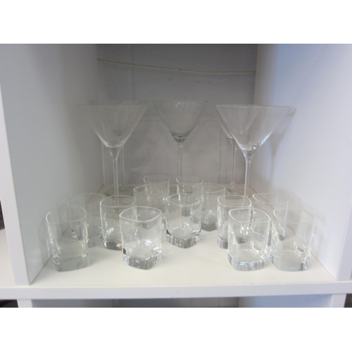 1400 - Five cocktail glasses and 13 shot glasses (E)  £15-25