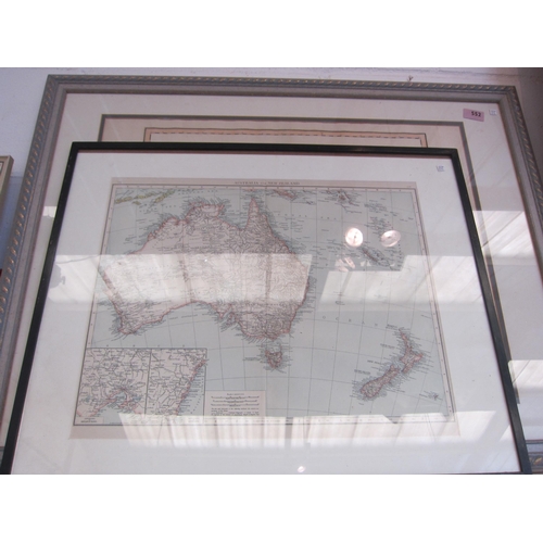 1433 - Four framed maps: An 18th Century copper plate of Persia by John Gibson, 29cm x 33cm, a hand-coloure... 