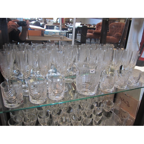 1493 - An extensive suite of crystal drinking glasses, champagne, tumblers, wine in two sizes and matching ... 