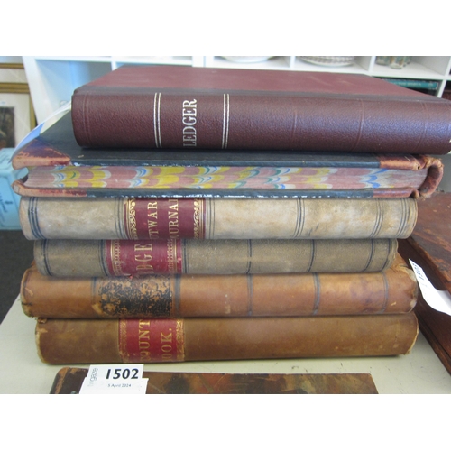 1501 - Six assorted 19th Century ledgers, mainly blank, mainly folio reverse half calf bindings (6)