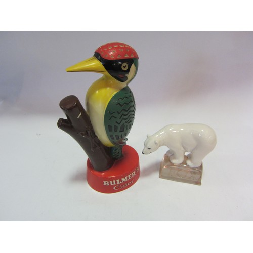 1361 - A plastic Bulmer's Cider advertising Woodpecker 21cm tall and a Fox's advertising Polar Bear (2)