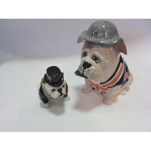 1362 - A Manor Collectable English Bulldog wearing tin hat together 20cm tall, with a Royal Doulton British... 