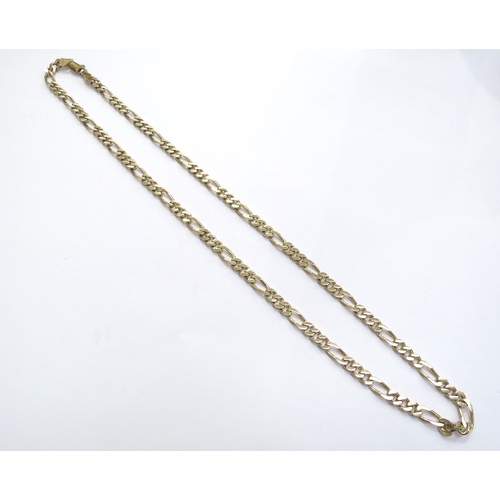 7399 - A gold flatlink figaro neckchain, stamped 375, 50cm long, 22.5g