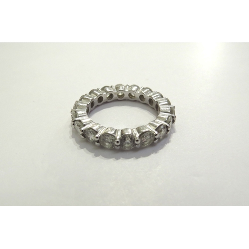 7397 - A diamond full eternity ring, 18 x 0.18ct approx diamonds, unmarked white gold. Size O/P, 6.2g  - RE... 