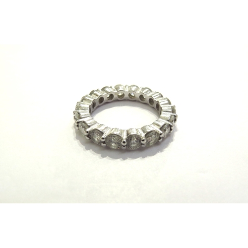 7397 - A diamond full eternity ring, 18 x 0.18ct approx diamonds, unmarked white gold. Size O/P, 6.2g  - RE... 