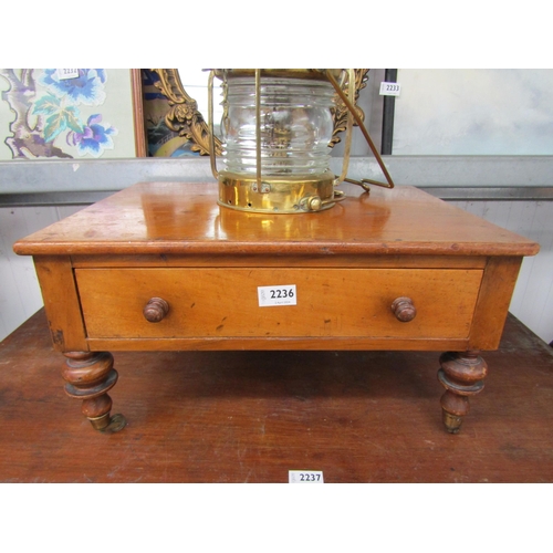 2236 - A Victorian mahogany single drawer low table on turned legs