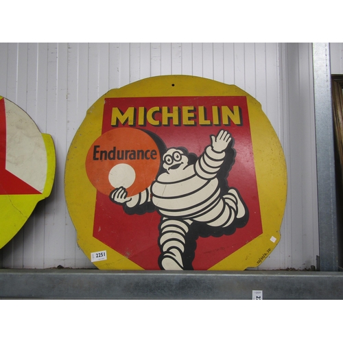 2251 - A circa 1950's Michelin 'Endurace' advertising board 62cm x 62cm    (C)