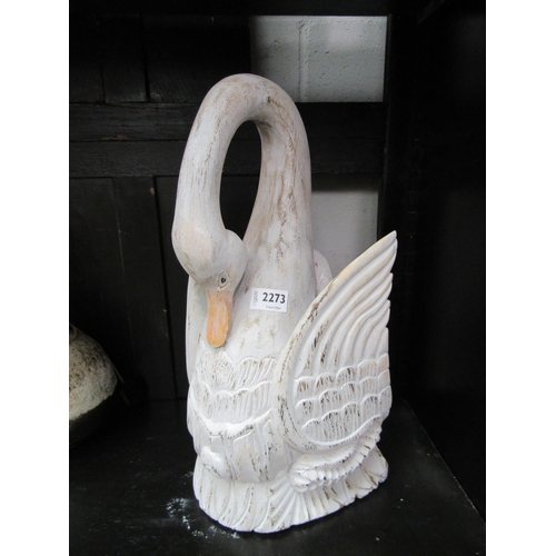 2273 - A carved wooden swan